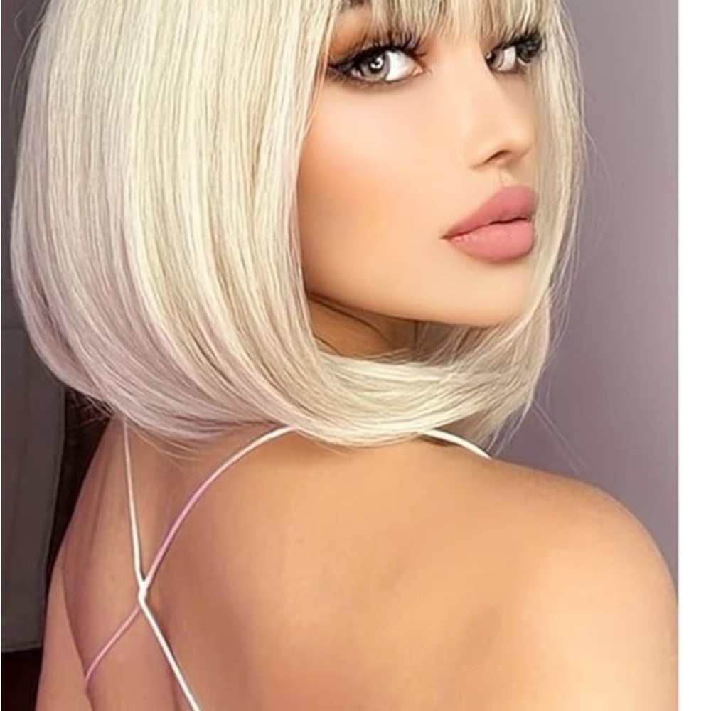 Blonde bob Wig with Bangs - Women Hair natural wig